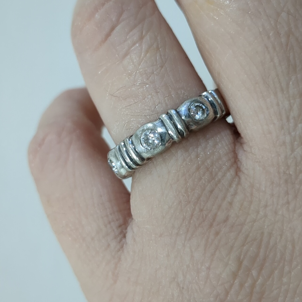 Sterling Silver Band with Cubic Zirconias